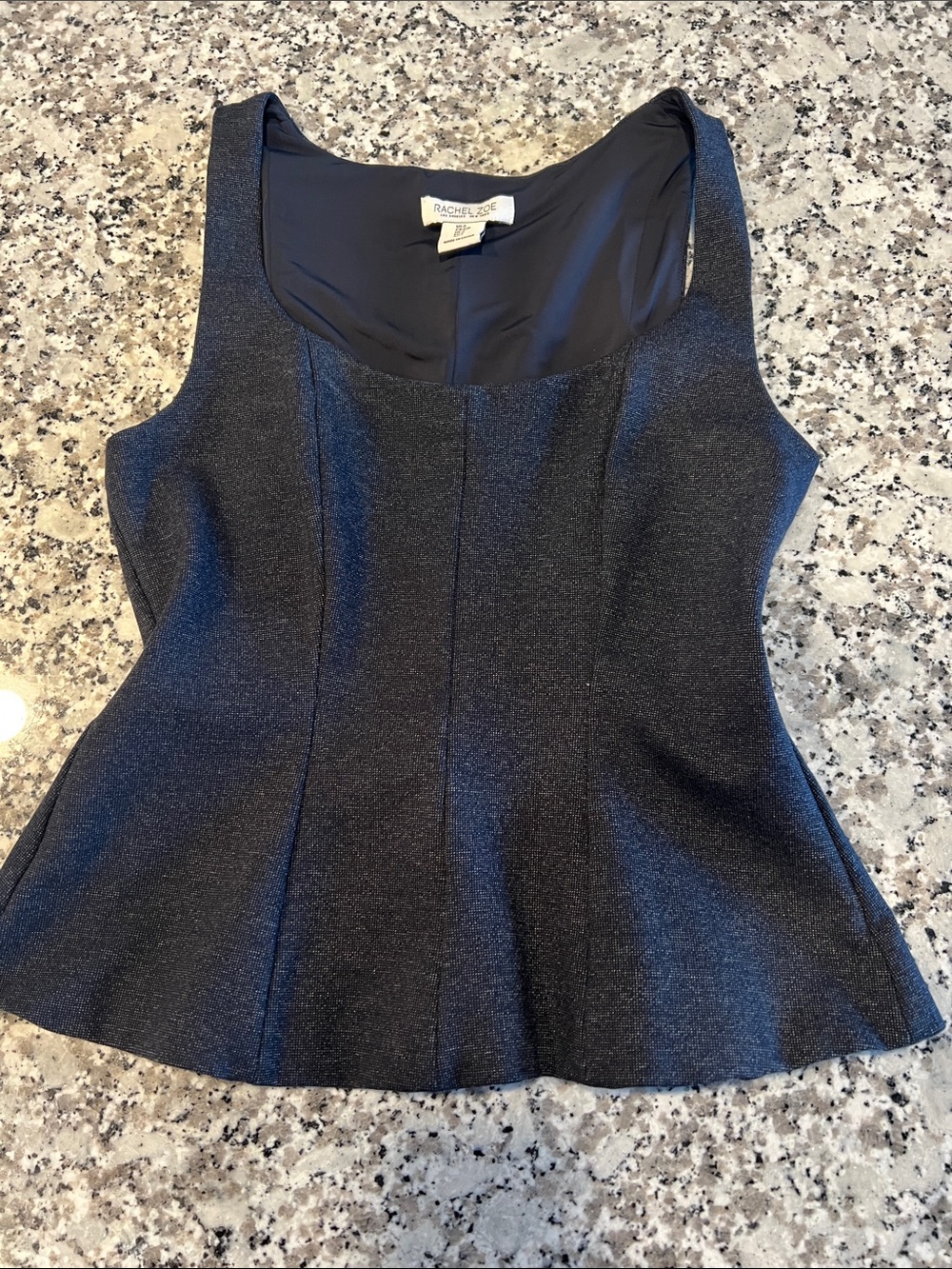 Rachel Zoe Metallic Black Sleeveless Peplum Camisole